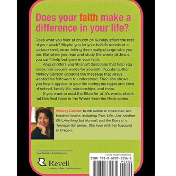 4/$30 Bundle “Always: A Teen Devotional (Words From the Rock)" by Melody Carlson - Picture 2 of 6